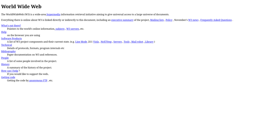 Le premier site web est en ligne. Il documente le web lui-même.